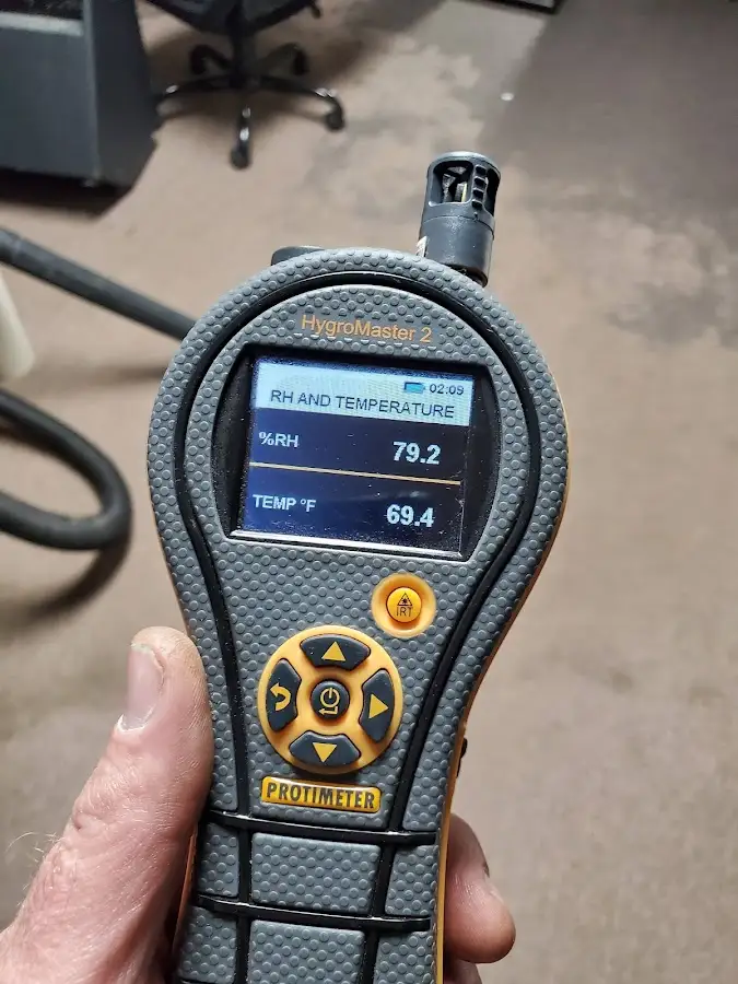 Moisture meter humidity assessment for Fire & Smoke Damage Restoration in Dent