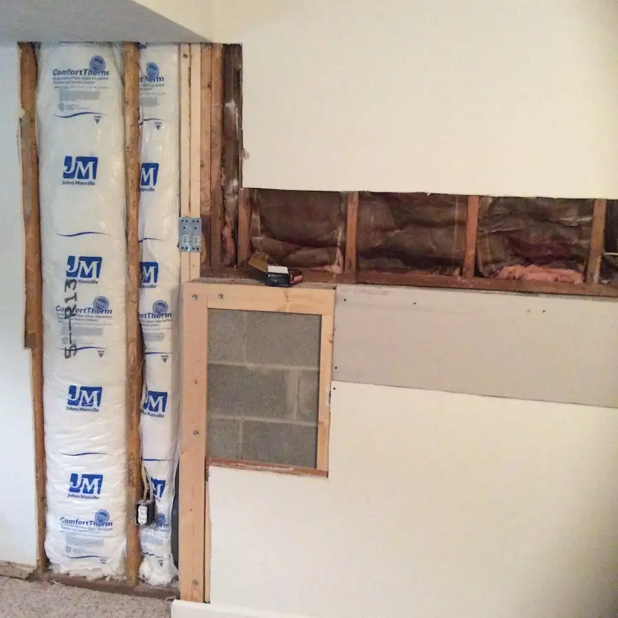 Wall insulation replacement during Basement Flood Cleanup in Dent
